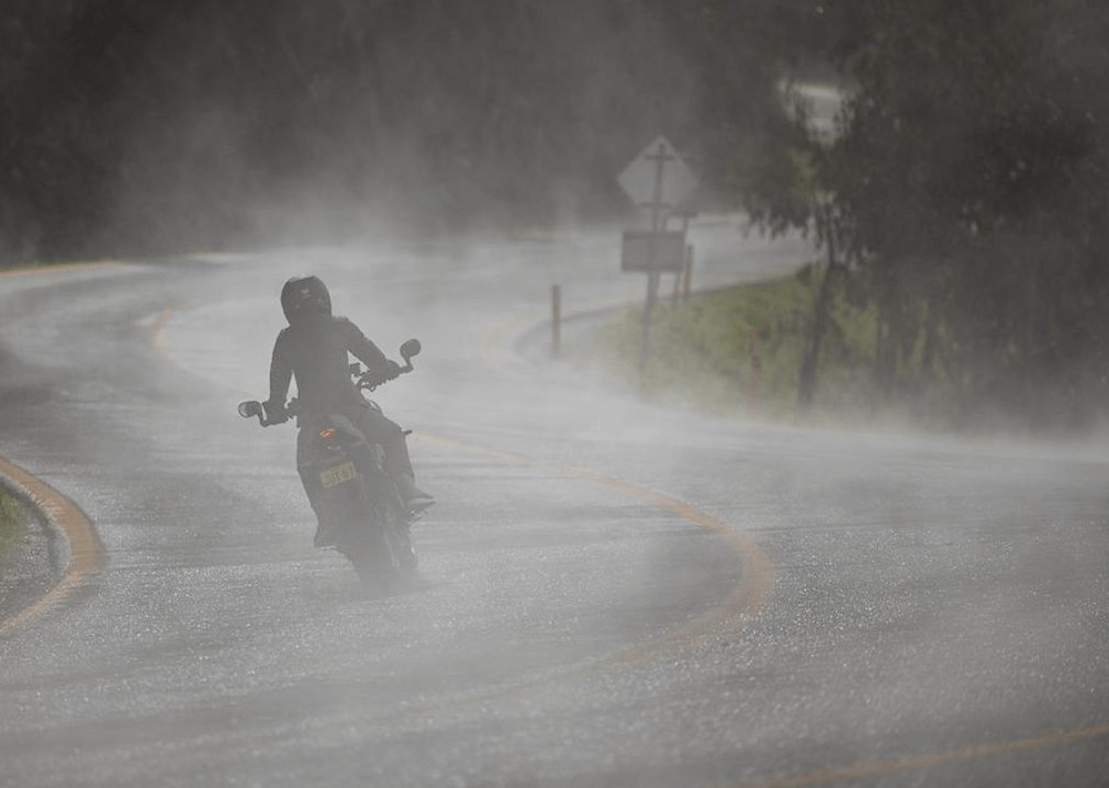 foggy ride on superbike